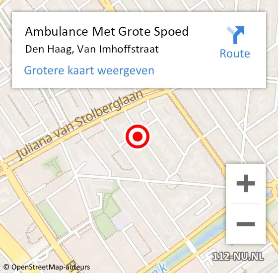 Locatie op kaart van de 112 melding: Ambulance Met Grote Spoed Naar Den Haag, Van Imhoffstraat op 25 september 2021 03:48
