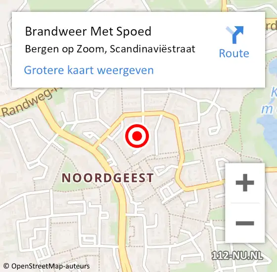 Locatie op kaart van de 112 melding: Brandweer Met Spoed Naar Bergen op Zoom, Scandinaviëstraat op 25 september 2021 05:27