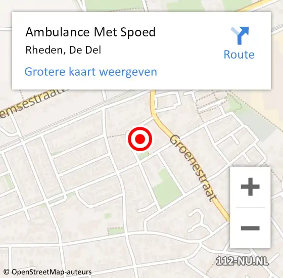 Locatie op kaart van de 112 melding: Ambulance Met Spoed Naar Rheden, De Del op 25 september 2021 08:55