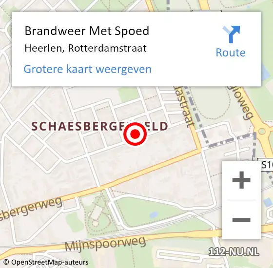 Locatie op kaart van de 112 melding: Brandweer Met Spoed Naar Heerlen, Rotterdamstraat op 25 september 2021 09:25