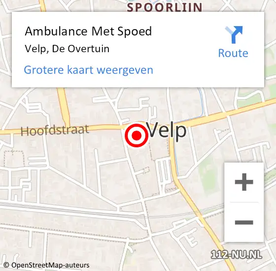 Locatie op kaart van de 112 melding: Ambulance Met Spoed Naar Velp, De Overtuin op 25 september 2021 10:50