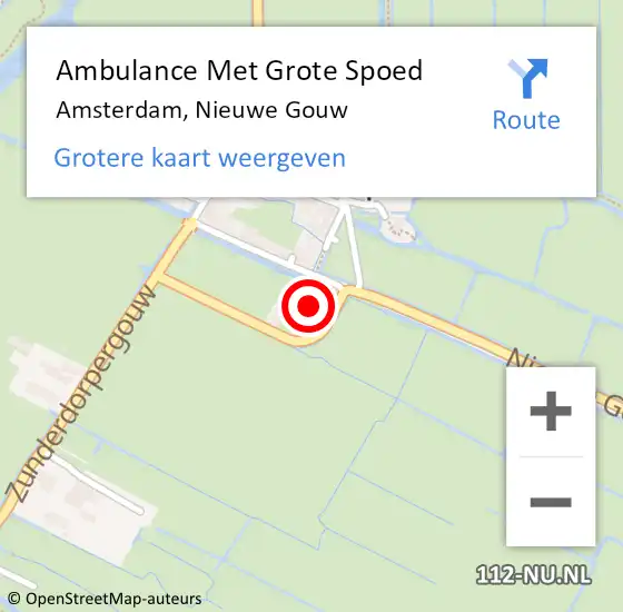 Locatie op kaart van de 112 melding: Ambulance Met Grote Spoed Naar Amsterdam, Nieuwe Gouw op 25 september 2021 11:19