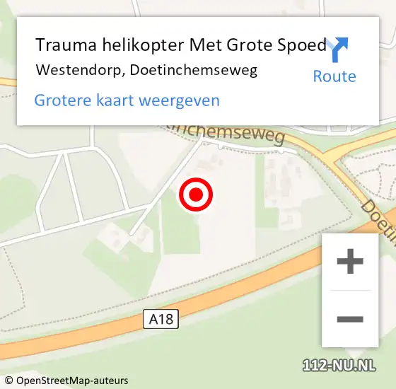 Locatie op kaart van de 112 melding: Trauma helikopter Met Grote Spoed Naar Westendorp, Doetinchemseweg op 25 september 2021 11:57
