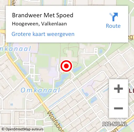 Locatie op kaart van de 112 melding: Brandweer Met Spoed Naar Hoogeveen, Valkenlaan op 25 september 2021 12:37
