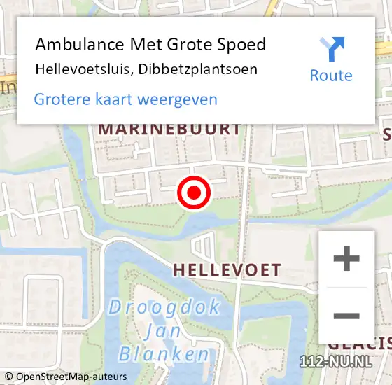 Locatie op kaart van de 112 melding: Ambulance Met Grote Spoed Naar Hellevoetsluis, Dibbetzplantsoen op 25 september 2021 13:54