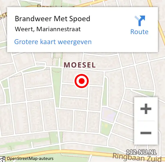 Locatie op kaart van de 112 melding: Brandweer Met Spoed Naar Weert, Mariannestraat op 25 september 2021 15:57