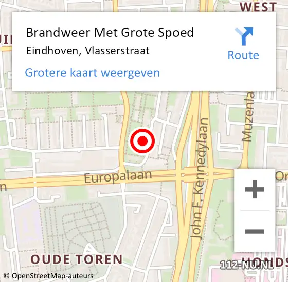 Locatie op kaart van de 112 melding: Brandweer Met Grote Spoed Naar Eindhoven, Vlasserstraat op 25 september 2021 18:22