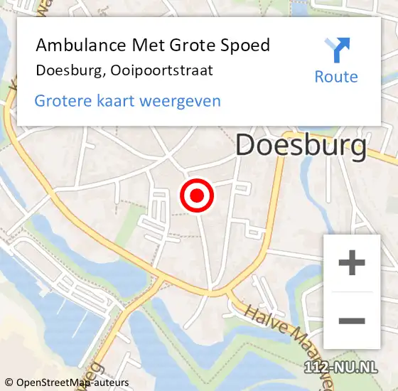 Locatie op kaart van de 112 melding: Ambulance Met Grote Spoed Naar Doesburg, Ooipoortstraat op 25 september 2021 20:31