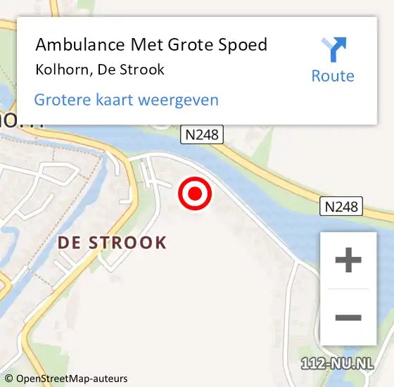 Locatie op kaart van de 112 melding: Ambulance Met Grote Spoed Naar Kolhorn, De Strook op 25 september 2021 21:17