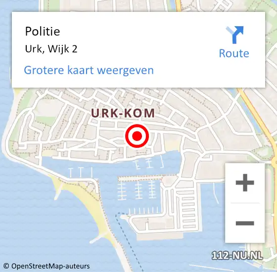 Locatie op kaart van de 112 melding: Politie Urk, Wijk 2 op 25 september 2021 21:46