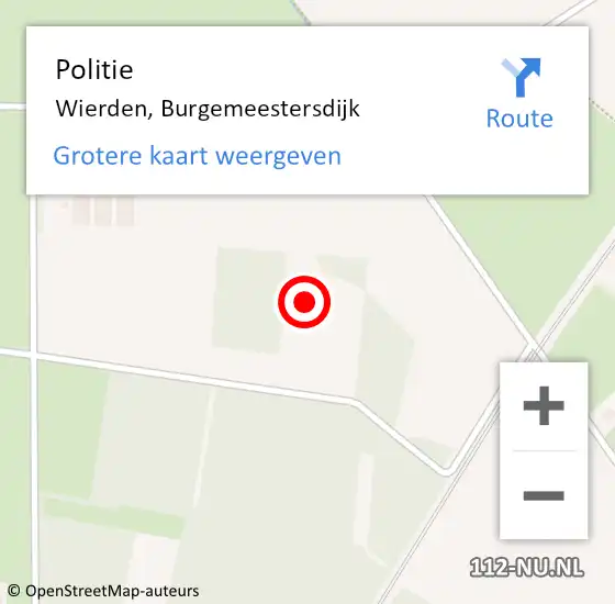 Locatie op kaart van de 112 melding: Politie Wierden, Burgemeestersdijk op 26 september 2021 01:47