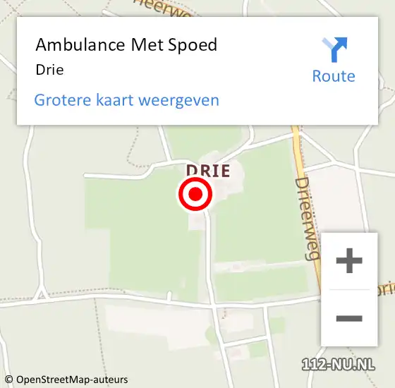 Locatie op kaart van de 112 melding: Ambulance Met Spoed Naar Drie op 26 september 2021 02:22