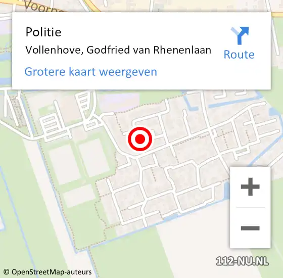Locatie op kaart van de 112 melding: Politie Vollenhove, Godfried van Rhenenlaan op 26 september 2021 02:47