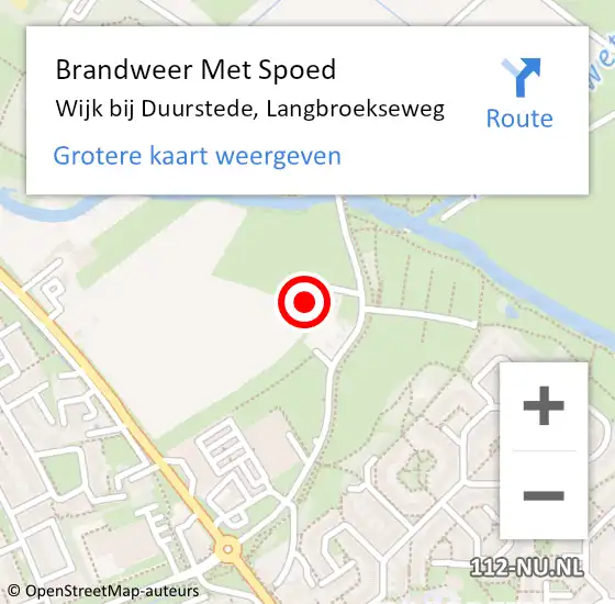 Locatie op kaart van de 112 melding: Brandweer Met Spoed Naar Wijk bij Duurstede, Langbroekseweg op 26 september 2021 04:37