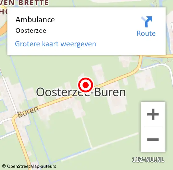 Locatie op kaart van de 112 melding: Ambulance Oosterzee op 26 september 2021 05:31