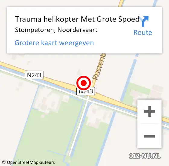Locatie op kaart van de 112 melding: Trauma helikopter Met Grote Spoed Naar Stompetoren, Noordervaart op 26 september 2021 08:56