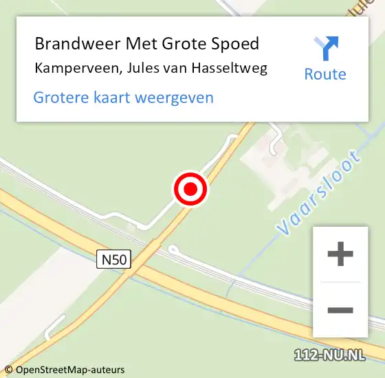 Locatie op kaart van de 112 melding: Brandweer Met Grote Spoed Naar Kamperveen, Jules van Hasseltweg op 26 september 2021 09:24
