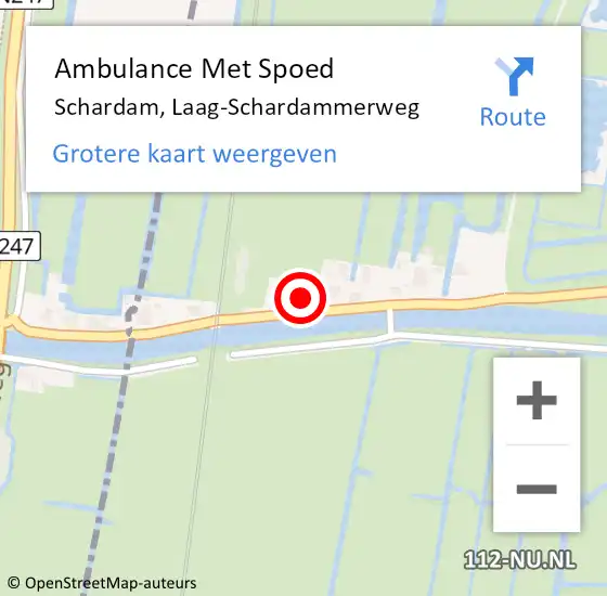 Locatie op kaart van de 112 melding: Ambulance Met Spoed Naar Schardam, Laag-Schardammerweg op 26 september 2021 13:09