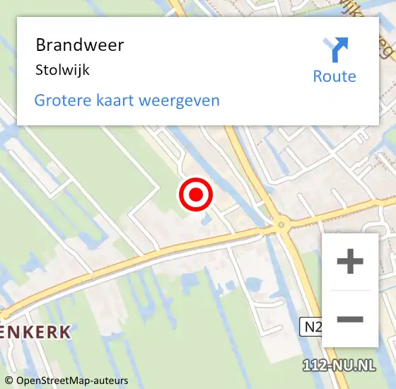 Locatie op kaart van de 112 melding: Brandweer Stolwijk op 26 september 2021 13:40