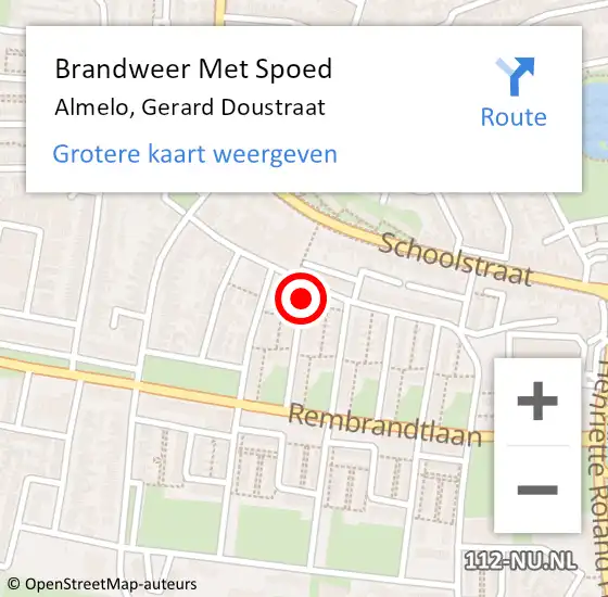 Locatie op kaart van de 112 melding: Brandweer Met Spoed Naar Almelo, Gerard Doustraat op 26 september 2021 16:10