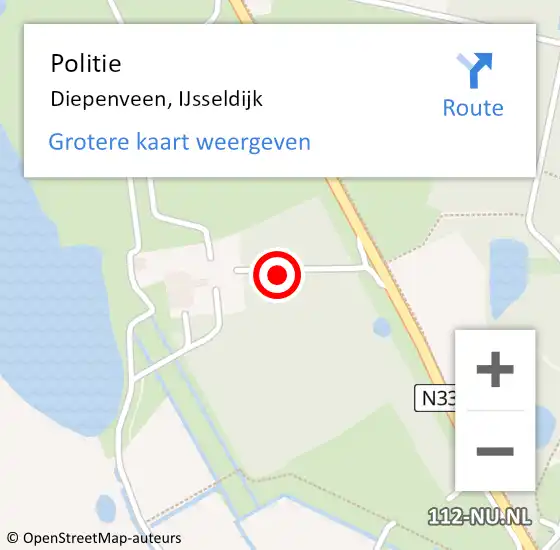 Locatie op kaart van de 112 melding: Politie Diepenveen, IJsseldijk op 26 september 2021 16:54