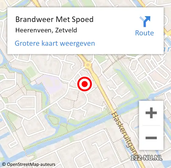 Locatie op kaart van de 112 melding: Brandweer Met Spoed Naar Heerenveen, Zetveld op 26 september 2021 17:24