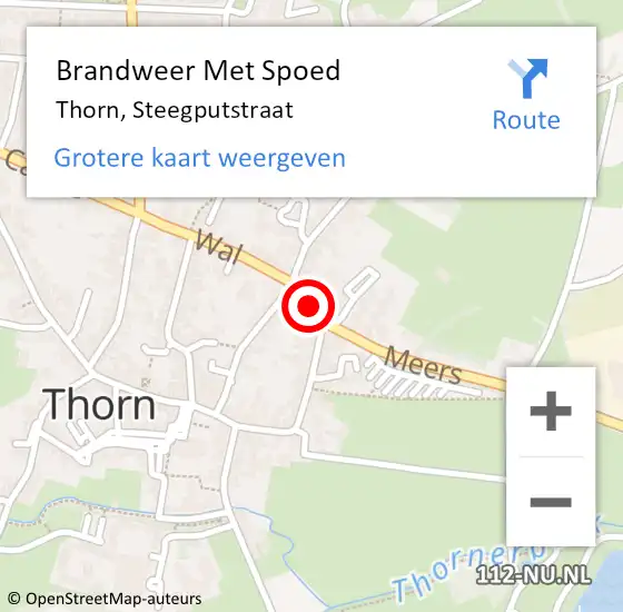 Locatie op kaart van de 112 melding: Brandweer Met Spoed Naar Thorn, Steegputstraat op 26 september 2021 17:36