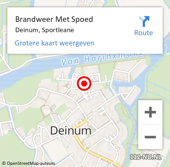 Locatie op kaart van de 112 melding: Brandweer Met Spoed Naar Deinum, Sportleane op 24 juni 2014 08:35