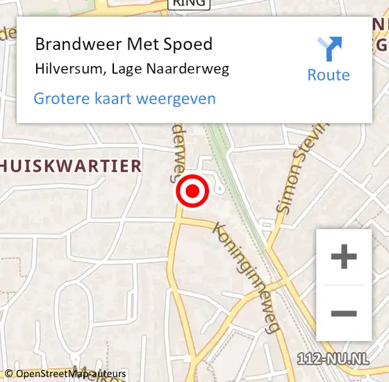 Locatie op kaart van de 112 melding: Brandweer Met Spoed Naar Hilversum, Lage Naarderweg op 26 september 2021 18:54