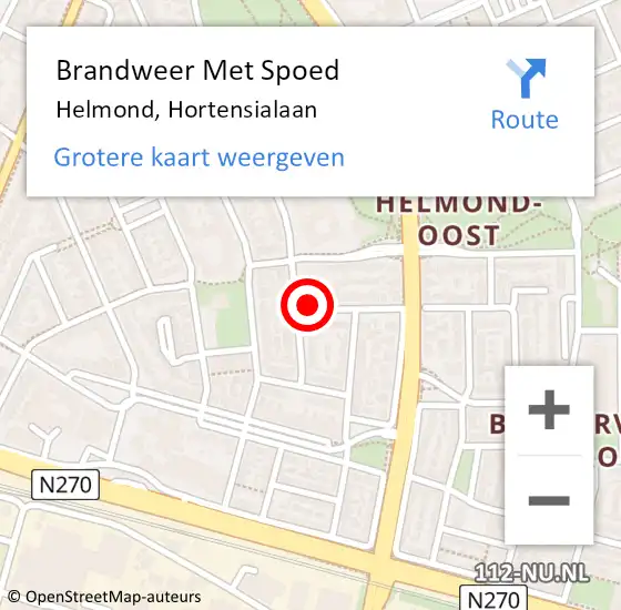 Locatie op kaart van de 112 melding: Brandweer Met Spoed Naar Helmond, Hortensialaan op 26 september 2021 19:03