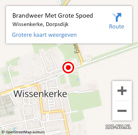 Locatie op kaart van de 112 melding: Brandweer Met Grote Spoed Naar Wissenkerke, Dorpsdijk op 26 september 2021 23:12