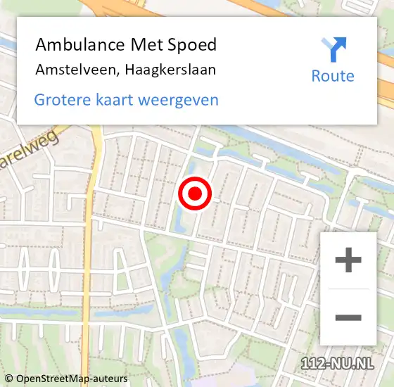 Locatie op kaart van de 112 melding: Ambulance Met Spoed Naar Amstelveen, Haagkerslaan op 27 september 2021 01:42