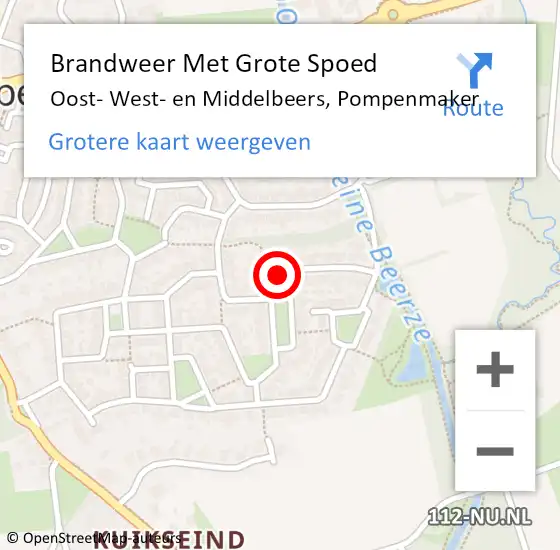 Locatie op kaart van de 112 melding: Brandweer Met Grote Spoed Naar Oost- West- en Middelbeers, Pompenmaker op 27 september 2021 01:53
