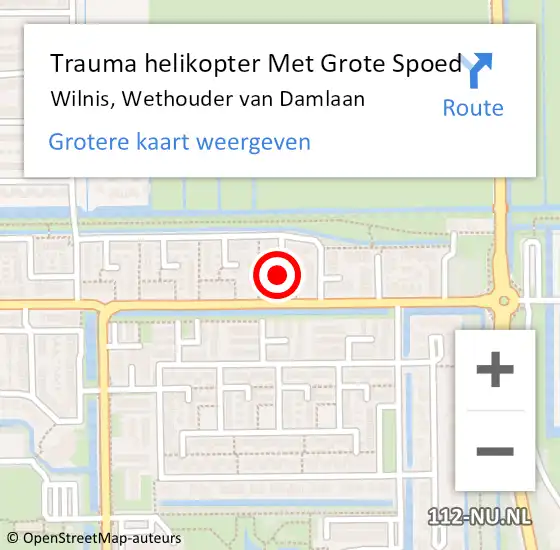 Locatie op kaart van de 112 melding: Trauma helikopter Met Grote Spoed Naar Wilnis, Wethouder van Damlaan op 27 september 2021 03:50