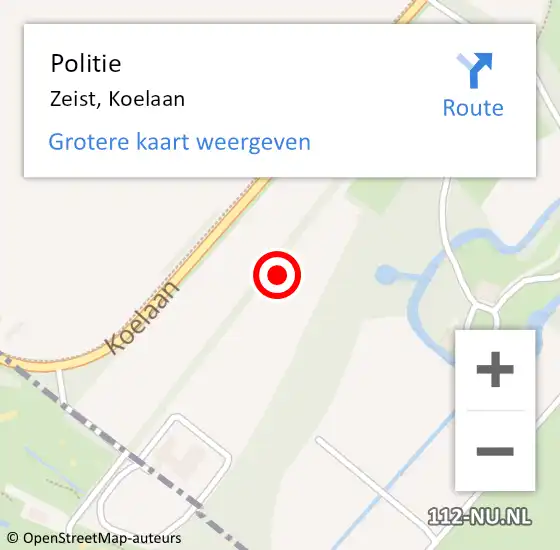 Locatie op kaart van de 112 melding: Politie Zeist, Koelaan op 27 september 2021 06:15