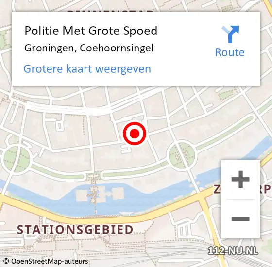 Locatie op kaart van de 112 melding: Politie Met Grote Spoed Naar Groningen, Coehoornsingel op 27 september 2021 08:08