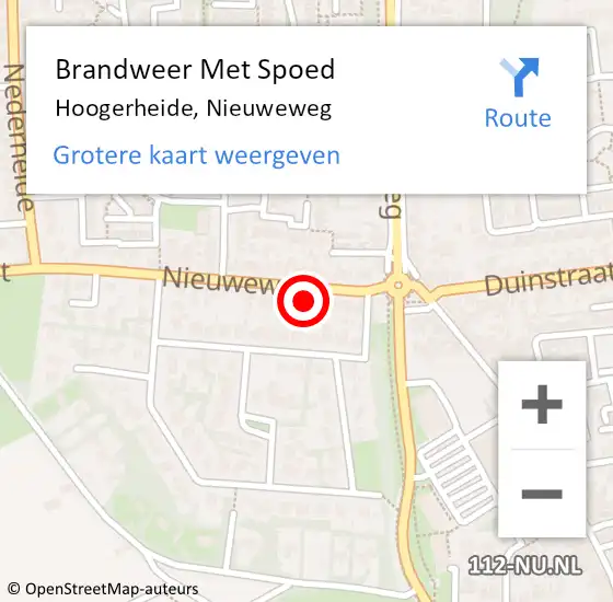 Locatie op kaart van de 112 melding: Brandweer Met Spoed Naar Hoogerheide, Nieuweweg op 27 september 2021 08:22