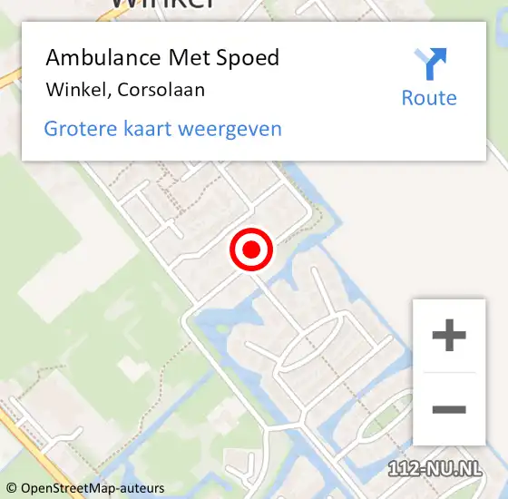 Locatie op kaart van de 112 melding: Ambulance Met Spoed Naar Winkel, Corsolaan op 27 september 2021 08:26
