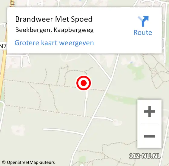 Locatie op kaart van de 112 melding: Brandweer Met Spoed Naar Beekbergen, Kaapbergweg op 27 september 2021 14:03