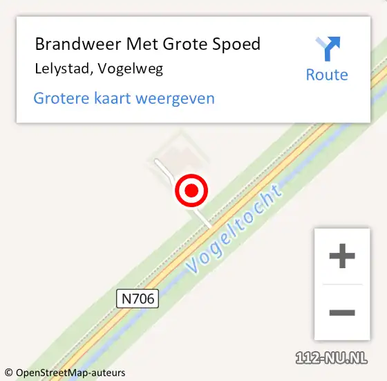 Locatie op kaart van de 112 melding: Brandweer Met Grote Spoed Naar Lelystad, Vogelweg op 27 september 2021 16:39