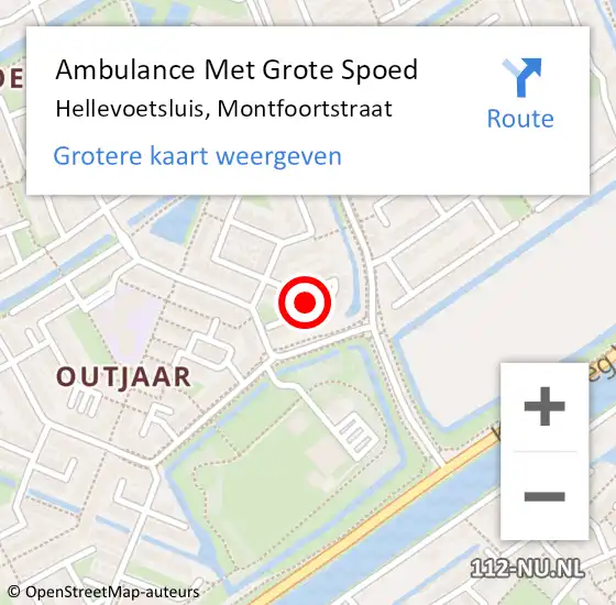 Locatie op kaart van de 112 melding: Ambulance Met Grote Spoed Naar Hellevoetsluis, Montfoortstraat op 27 september 2021 16:47