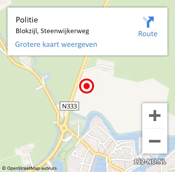 Locatie op kaart van de 112 melding: Politie Blokzijl, Steenwijkerweg op 27 september 2021 17:27