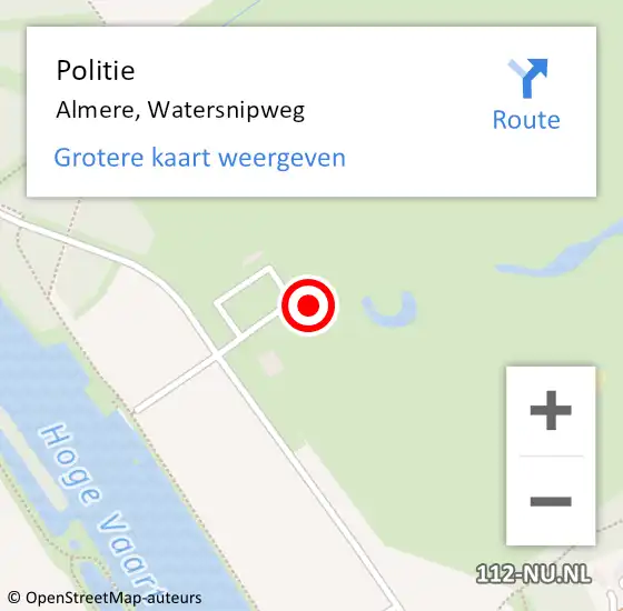 Locatie op kaart van de 112 melding: Politie Almere, Watersnipweg op 27 september 2021 18:05