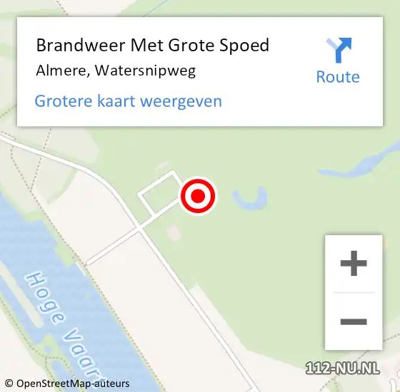 Locatie op kaart van de 112 melding: Brandweer Met Grote Spoed Naar Almere, Watersnipweg op 27 september 2021 18:07