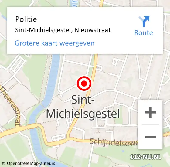 Locatie op kaart van de 112 melding: Politie Sint-Michielsgestel, Nieuwstraat op 27 september 2021 22:39