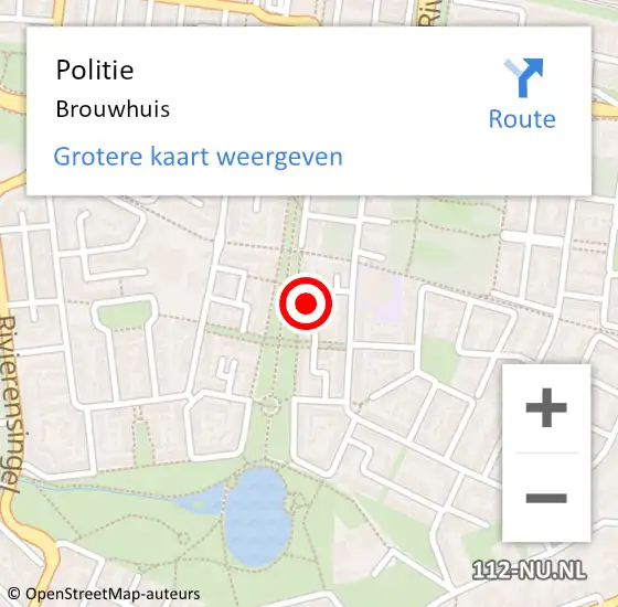 Locatie op kaart van de 112 melding: Politie Brouwhuis op 27 september 2021 22:46
