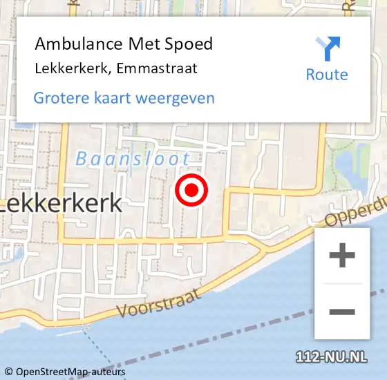 Locatie op kaart van de 112 melding: Ambulance Met Spoed Naar Lekkerkerk, Emmastraat op 27 september 2021 23:42