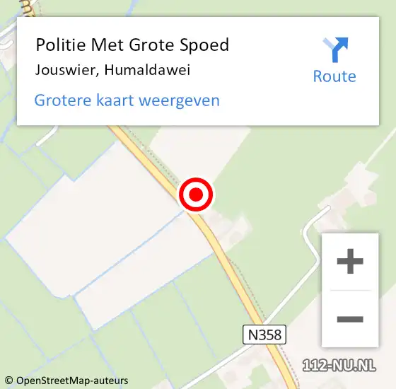 Locatie op kaart van de 112 melding: Politie Met Grote Spoed Naar Jouswier, Humaldawei op 28 september 2021 07:15