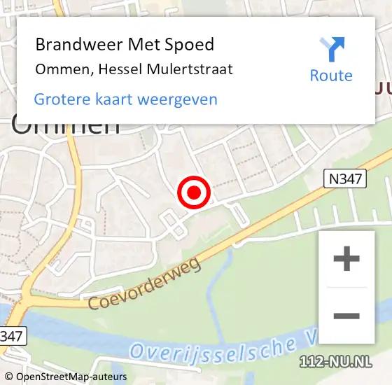 Locatie op kaart van de 112 melding: Brandweer Met Spoed Naar Ommen, Hessel Mulertstraat op 28 september 2021 08:44