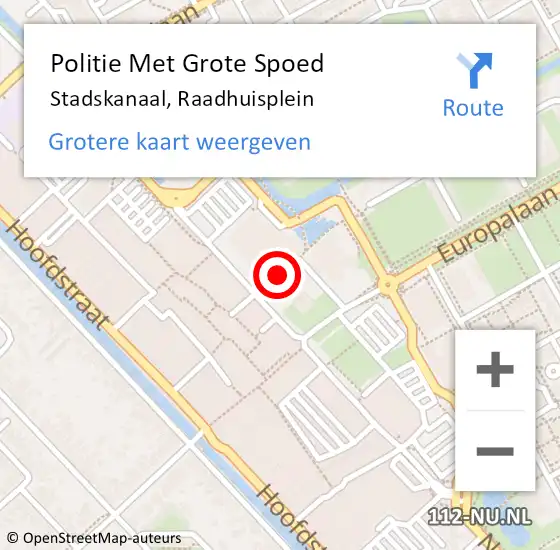 Locatie op kaart van de 112 melding: Politie Met Grote Spoed Naar Stadskanaal, Raadhuisplein op 28 september 2021 09:01